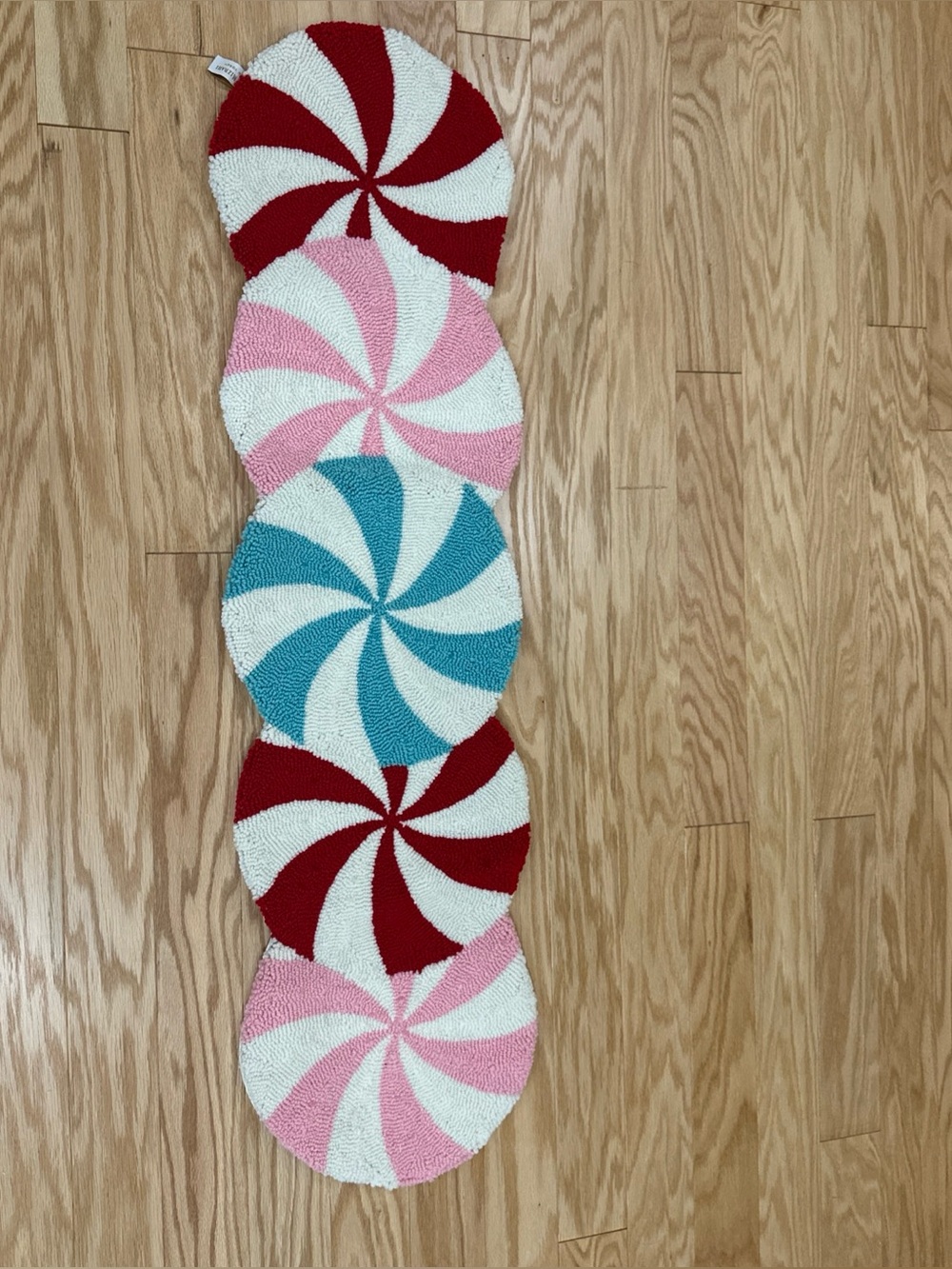 Peppermint Swirl Round table runner - Red, Pink & Blue